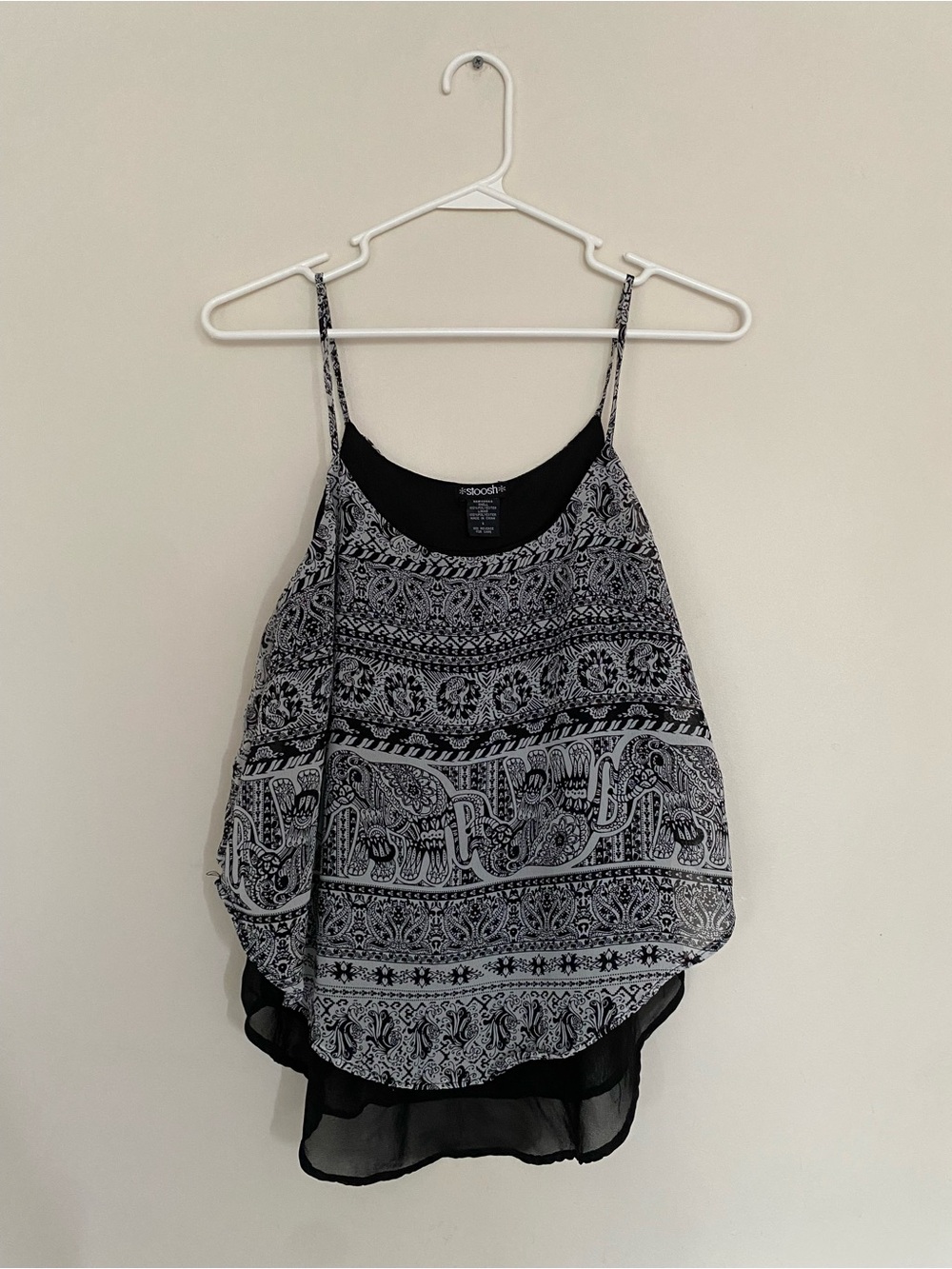 Stoosh Black & White Printed Layered Spaghetti-Strap Camisole